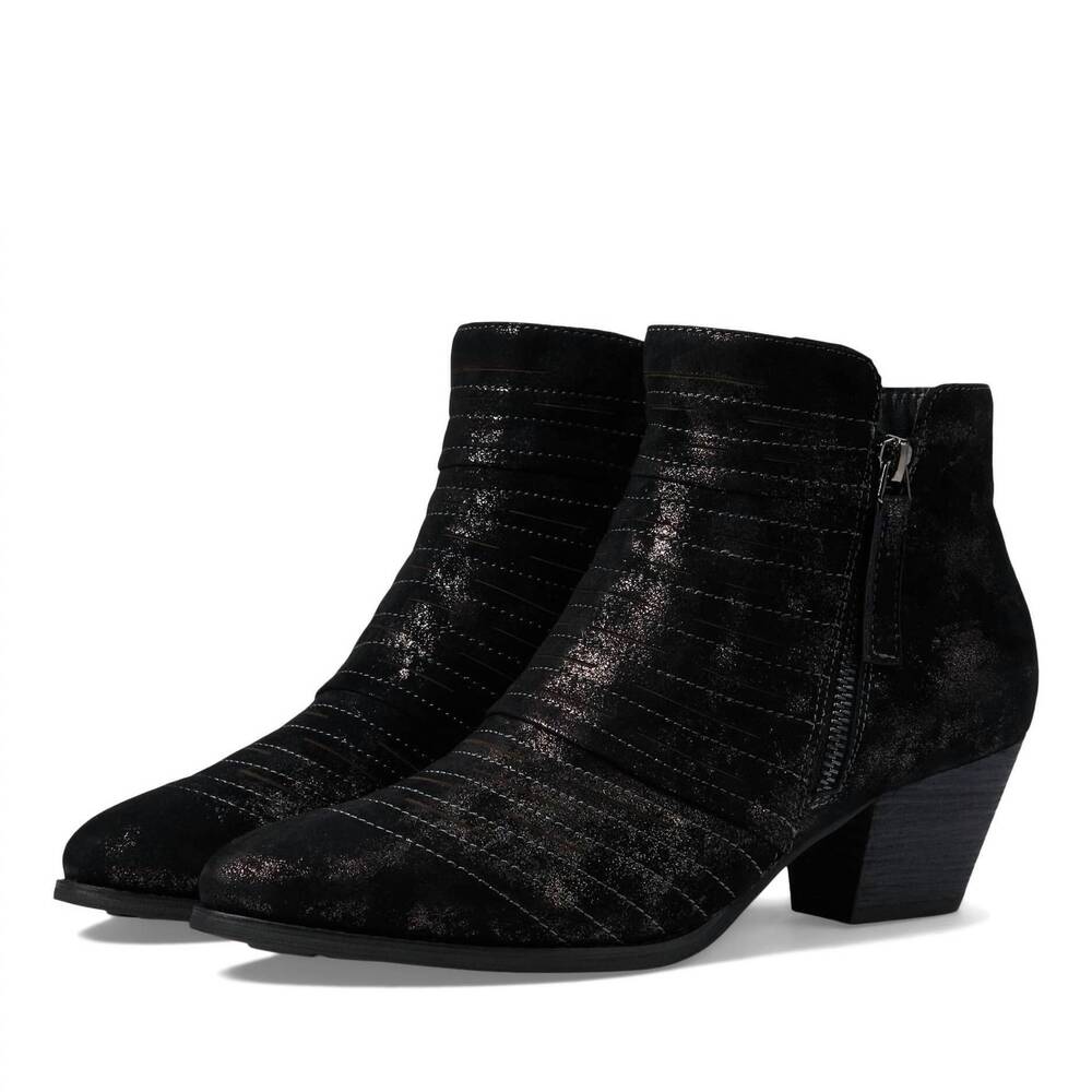 NEW DAVID TATE women's bellview ankle boots in black antique suede